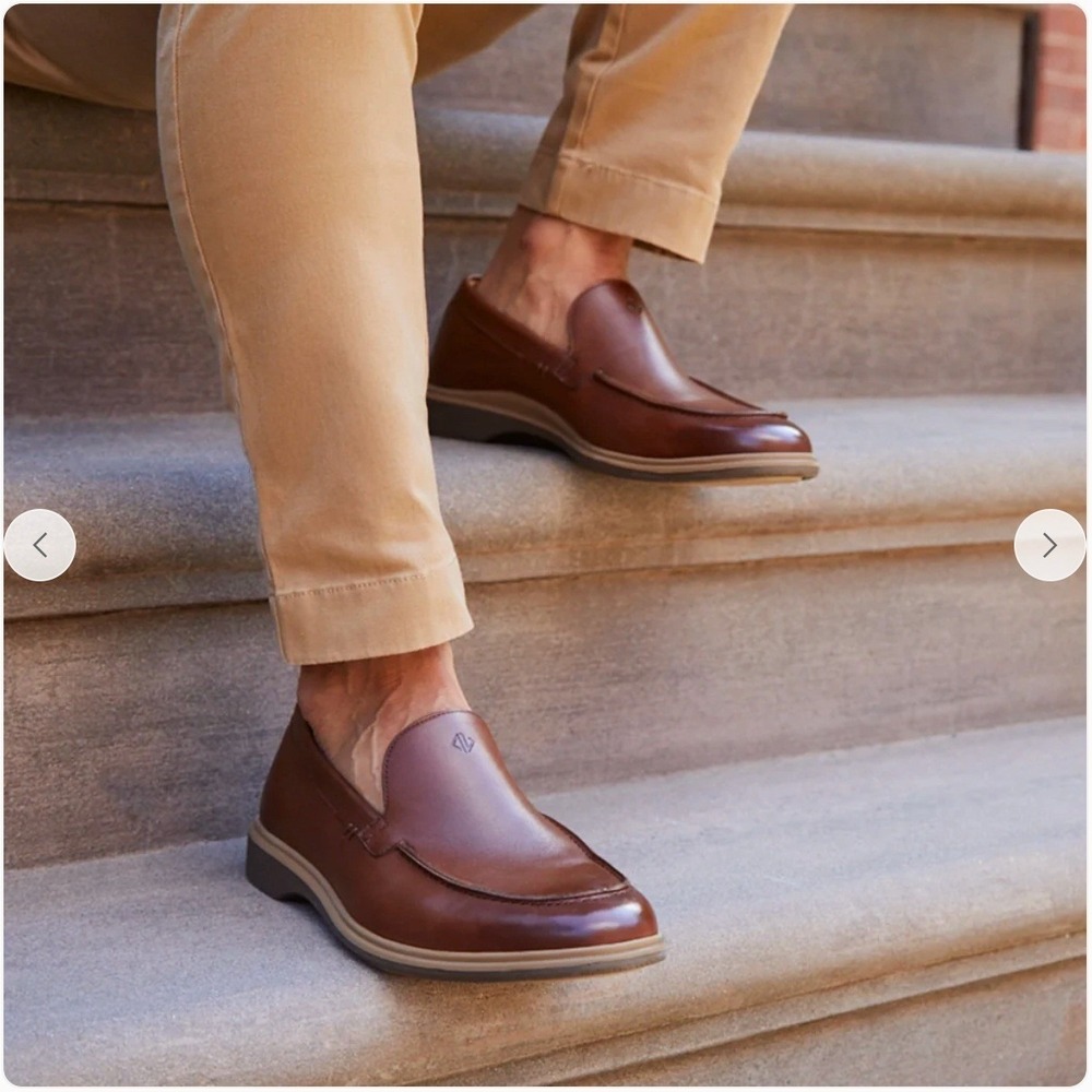 Amberry Jack Brown Leather‎ Slip On Loafers Dress Shoes Mens Size 11 Portugal